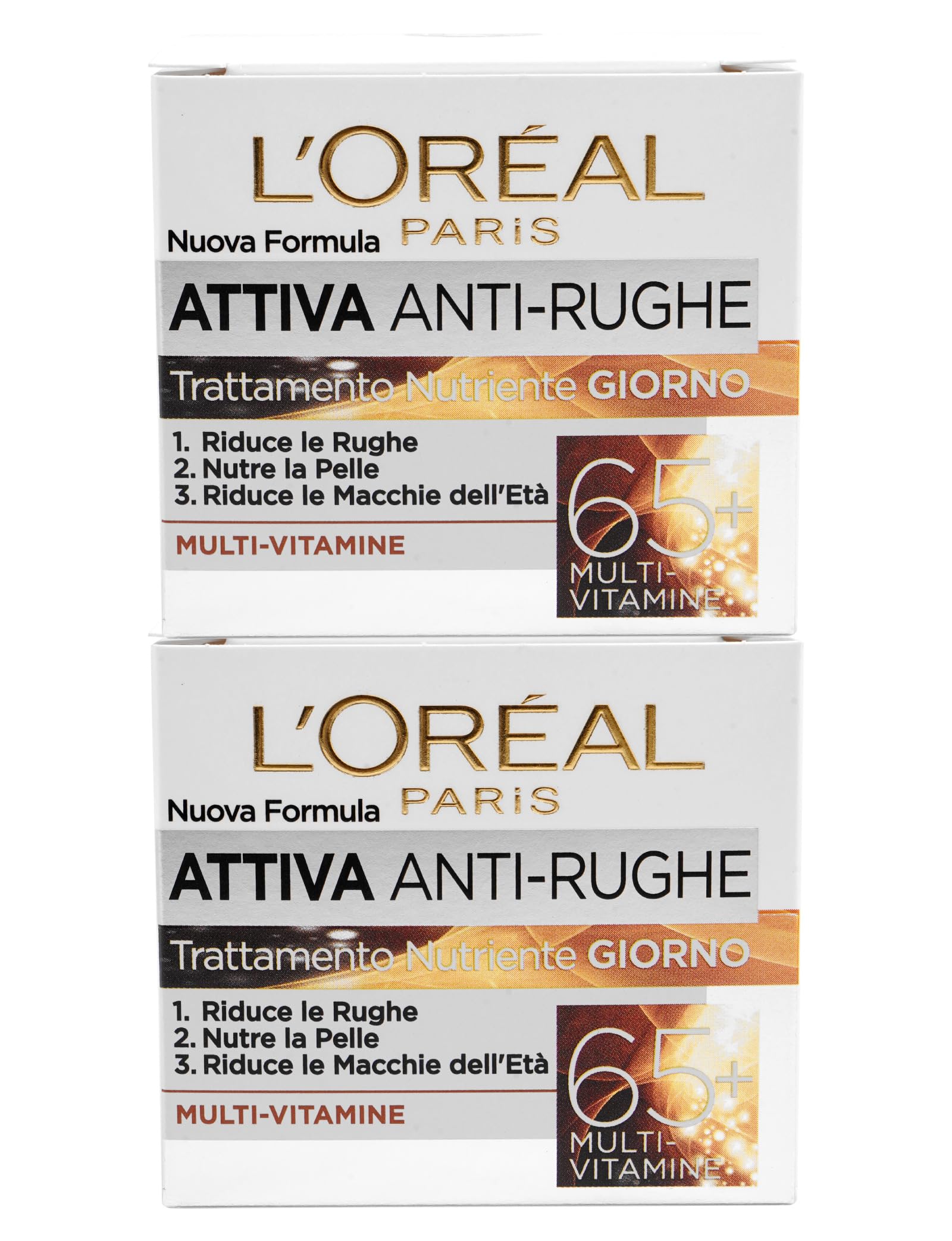 L'Oréal Paris Age Perfect 65+ Anti-Wrinkle Day Cream, Nourishing Treatment with Multi-Vitamins for Mature Skin - 2x 50ml Jars