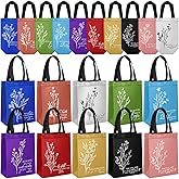 Sweetude 20 Pcs Christian Gift Bag Bulk, Reusable Non Woven Church Welcome Totes with Handles, Medium Floral Bible Verse Bags for Holiday, Easter, Sunday School, Religious Event Gifts (Multicolor)