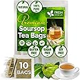 FreshDrinkUS, Premium 10 Soursop Graviola Leaf Tea Bags, 100% Natural & Pure from Soursop Leaves, Hoja Guanabana Herbal Tea. Made with Natural Material Tea Bags. No Sugar, No Caffeine, Vegan.
