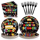 96Pcs Back to School Paper Plates Welcome Back to