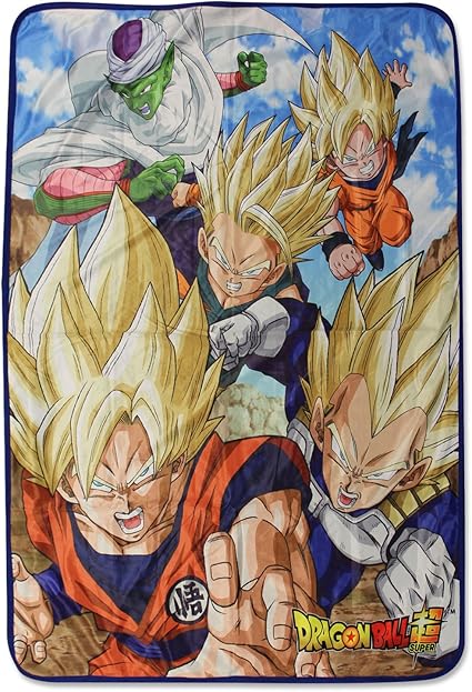 Amazon Com Dragon Ball Z Super Saiyan Group 8 Sublimation Throw Blanket Toys Games
