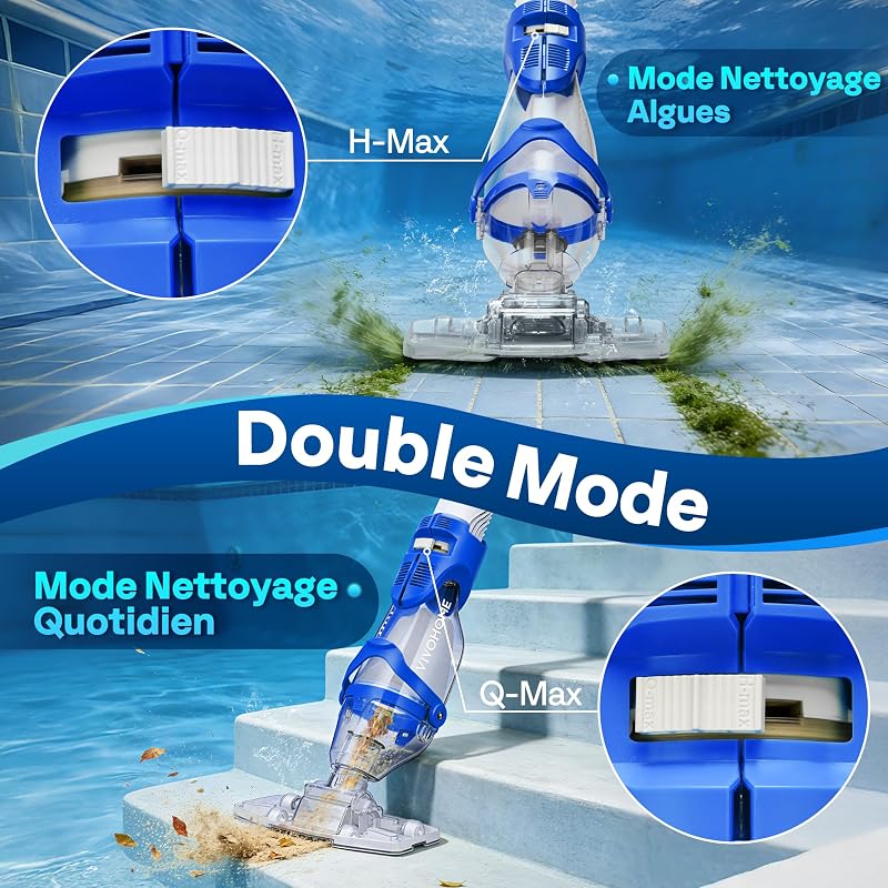 Aspirateur Piscine sans Fil 4300LPH avec Perche Télescopique 250cm