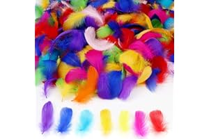 MWOOT Lot de 450 plumes d'oie colorées pour attrape-rêves, bandeau, fabrication de bijoux, fête sur le thème des mariages, fe
