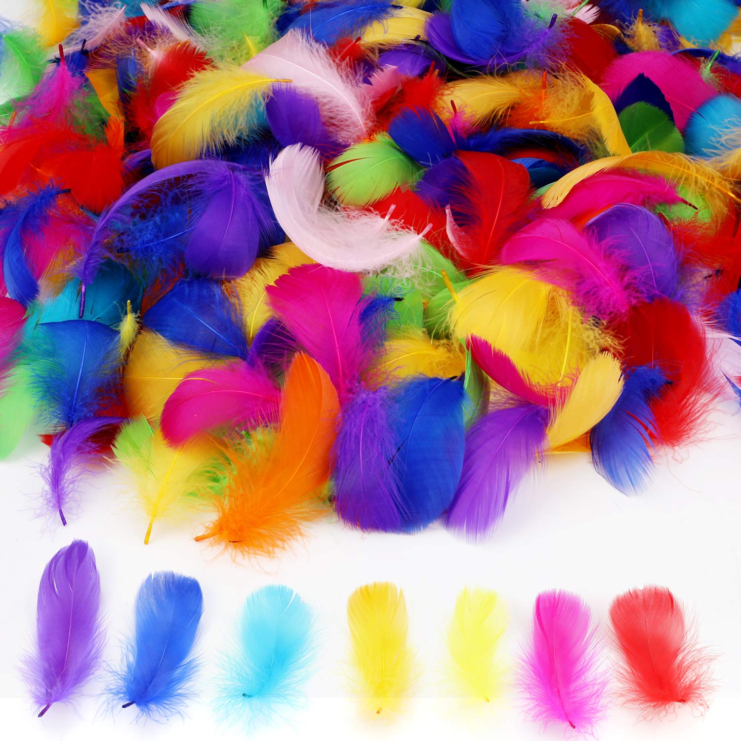 Mwoot 450 Pcs Colorful Feathers for Crafts Coloured Feathers Dream Catchers DIY Wedding Party Decorations