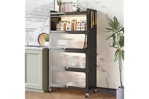 COVAODQ 5 Tier Pantry Storage Cabinet Baker Racks for Kitchen with Storage Kitchen Pantry Storage Cabinet Microwave Rack Storage Rack Black