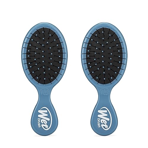 Wet Brush Mini Detangler Hair Brush, Elemental Blue, Detangling Travel Hairbrush, Ultra-Soft IntelliFlex Bristles Glide Through Tangles with Ease, Pain-Free, All Hair Types (Pack of 2)
