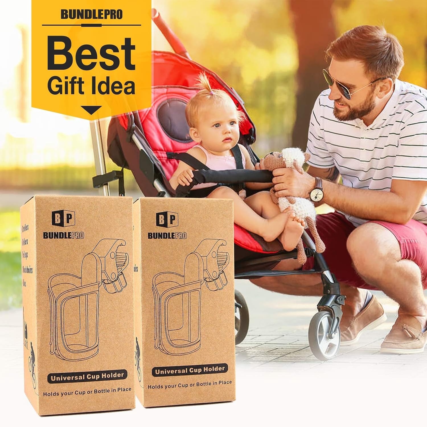 Pack of 2 Stroller Cup Holders, Universal Drinks Holder for Bikes, Trolleys or Walkers (2 Pack): Baby