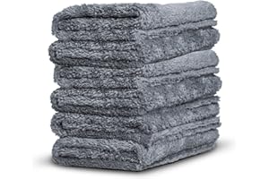 ADAM'S POLISHES Adam's Borderless Grey Microfiber Towel (6pk) - Premium Ultra Soft Car Detailng Towel Cloths, 480gsm - Safe for Car Wash, Home Cleaning & Pet Drying Cloths (16 Inch x 16 Inch)