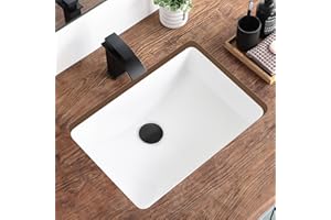 KDKSC 18 Inch Undermount Bathroom Sink White Ceramic Rectangular Under Counter Bathroom Sink for Cabinet Porcelain Vanity Sinks,Overflow Type (18.4"x13.0")