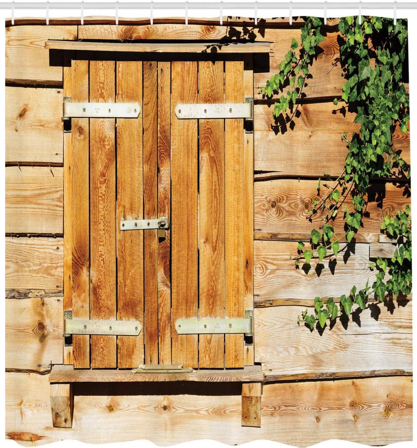 vrupi Blinds, shower curtains, old buildings, exterior walls, wooden shutters, traditional houses, summer 71x71inch polyester waterproof fabric, including twelve plastic hooks