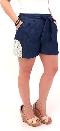 chambray tie shorts