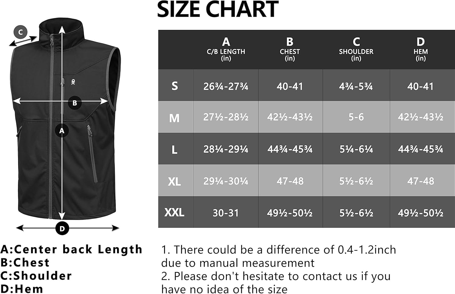Little Donkey Andy Men's Lightweight Softshell Vest, Windproof Sleeveless Jacket for Travel Hiking Running Golf: Clothing