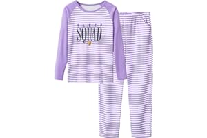 Cozchique Pajamas for Girls - Pink Wave Striped Long Sleeve PJ Set Ultra Soft Jammies Size 6-18