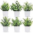 Der Rose 6 Pack Small Fake Plants Artificial Plants in Pots for Home Bthroom Bedroom Living Room Decor Indoor（Green）