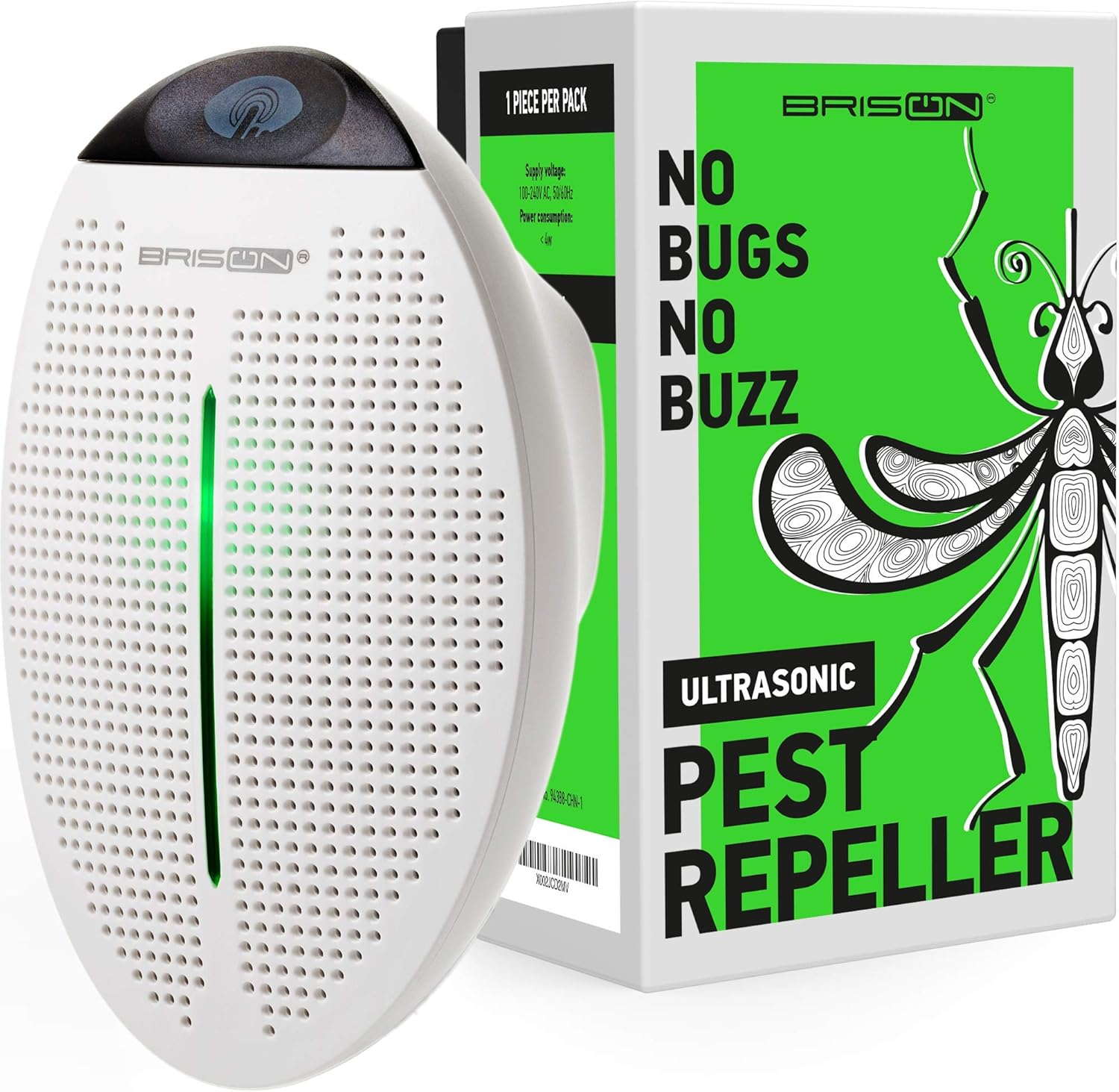 BRISON Ultrasonic Pest Repeller Plug in - Human Electronic Pet Safe Device - Eco-Friendly Electromagnetic Waves Ultrasound Control - Repellent for Mice Rats Mosquitos Spiders Rodents Insects 1 Pack: Garden & Outdoor