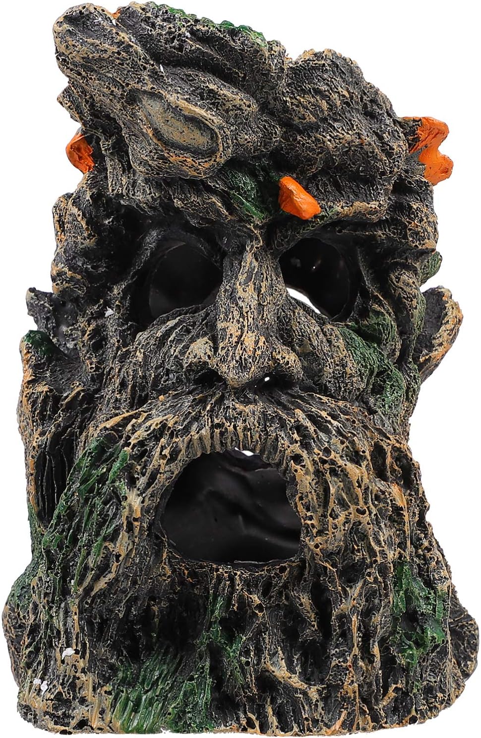 Balacoo Old Man Tree Face Reptile Log Hideaway Resin Wood Aquarium Decaying Trunk Reptile Hideout Hut Habitat Cave Decor Bark Bend Fish Tank Decor for Fish Shrimp
