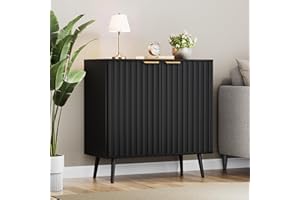 Fkhouse Fluted Storage Cabinet, Buffet Cabinet with Storage, Sideboard Buffet, Multifunctional Credenza, Wood Sideboard with 