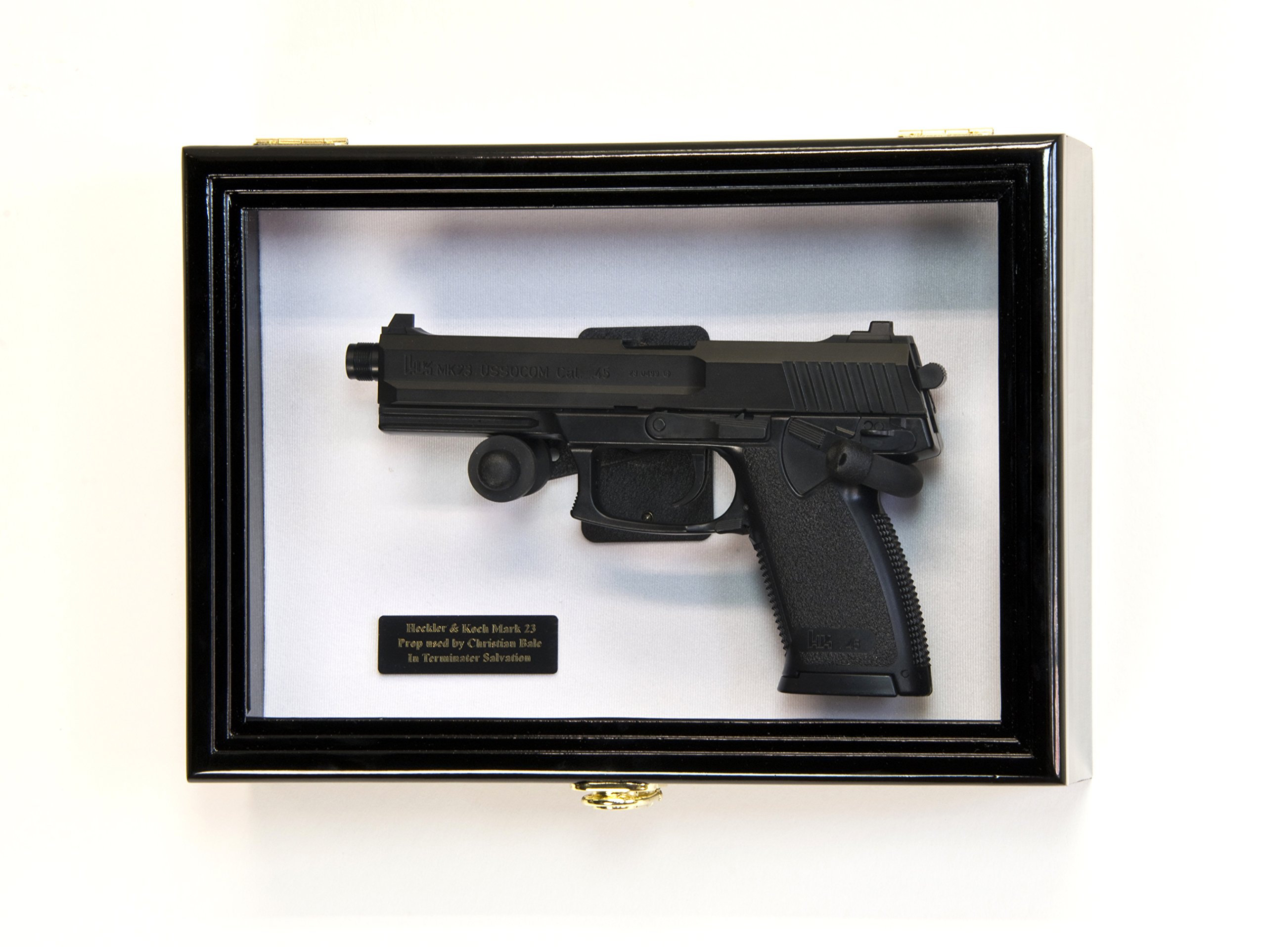 Single Pistol Display Case Wall Mount Solid Hardwood (Black