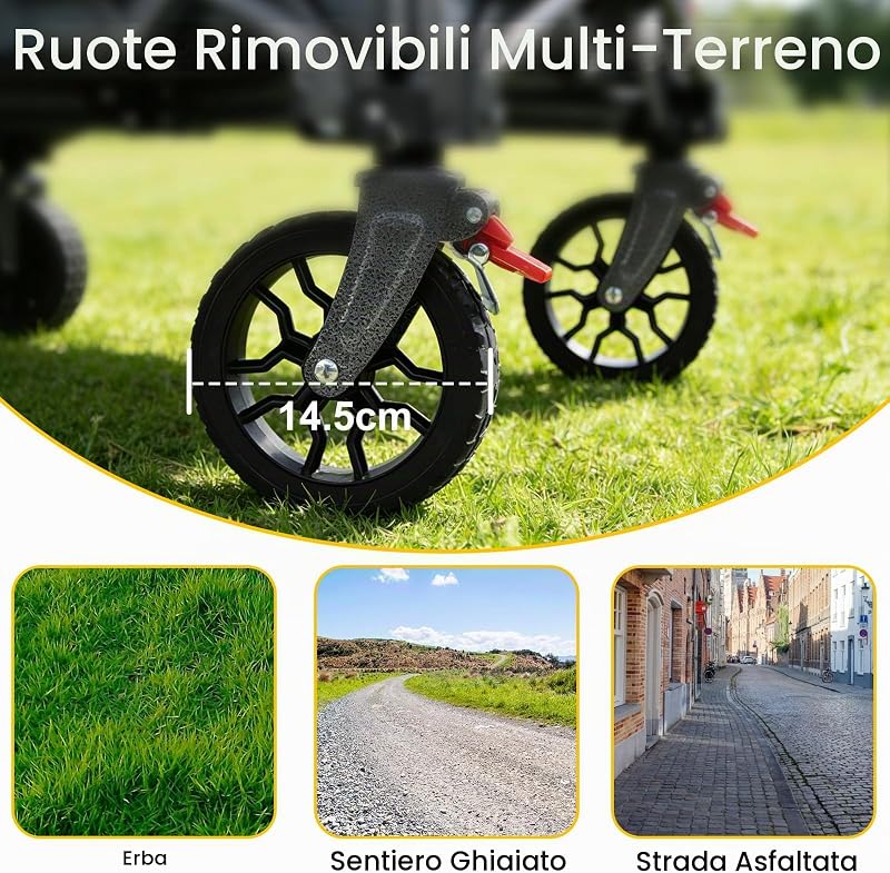 Carrello Pieghevole con Ruote 70L Portatile Cachi