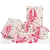 LIZLOVESS 6 Inch Pink Curly Bows for Gift Wrapping Set of 6, Self Adhesive Bows Pink Gift Bows for Presents, Satin Ribbon Bows for Birthday, Wedding, Christmas, Bridal Shower, Gift Wrap Accessory