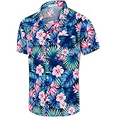 Hawaiian Shirts for Men Summer Casual Button Down Floral Shirts Men's Short Sleeve Aloha Beach Shirt