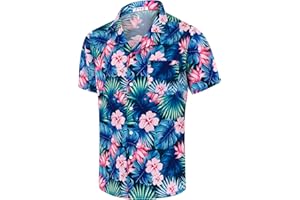 AINIKO Hawaiian Shirts for Men Summer Casual Button Down Floral Shirts Men's Short Sleeve Aloha Beach Shirt