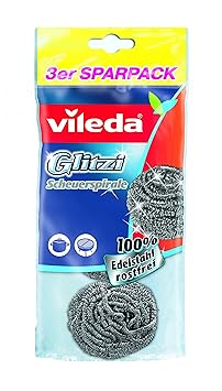 Vileda Glitzi Scheuerspirale aus rostfreiem Stahl zur Anwendung vonTöpfen und Pfannen