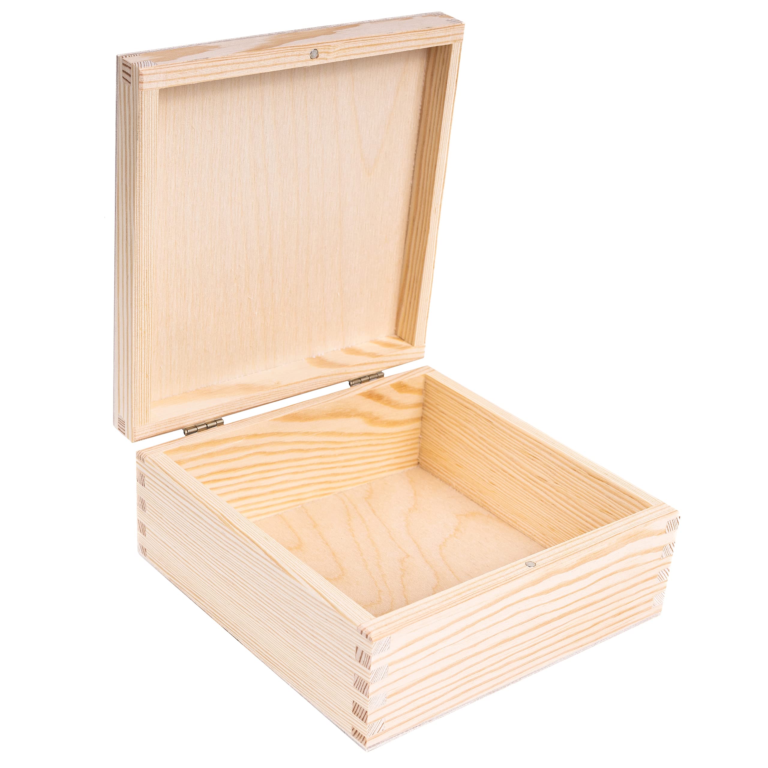 Creative Deco Small Wooden Storage Box | 16.2 x 16.2 x 7.2 cm | Unpainted Plain Square Box with Lid Trinket Gift Easter Box | Office or Bedroom | Jewellery Box