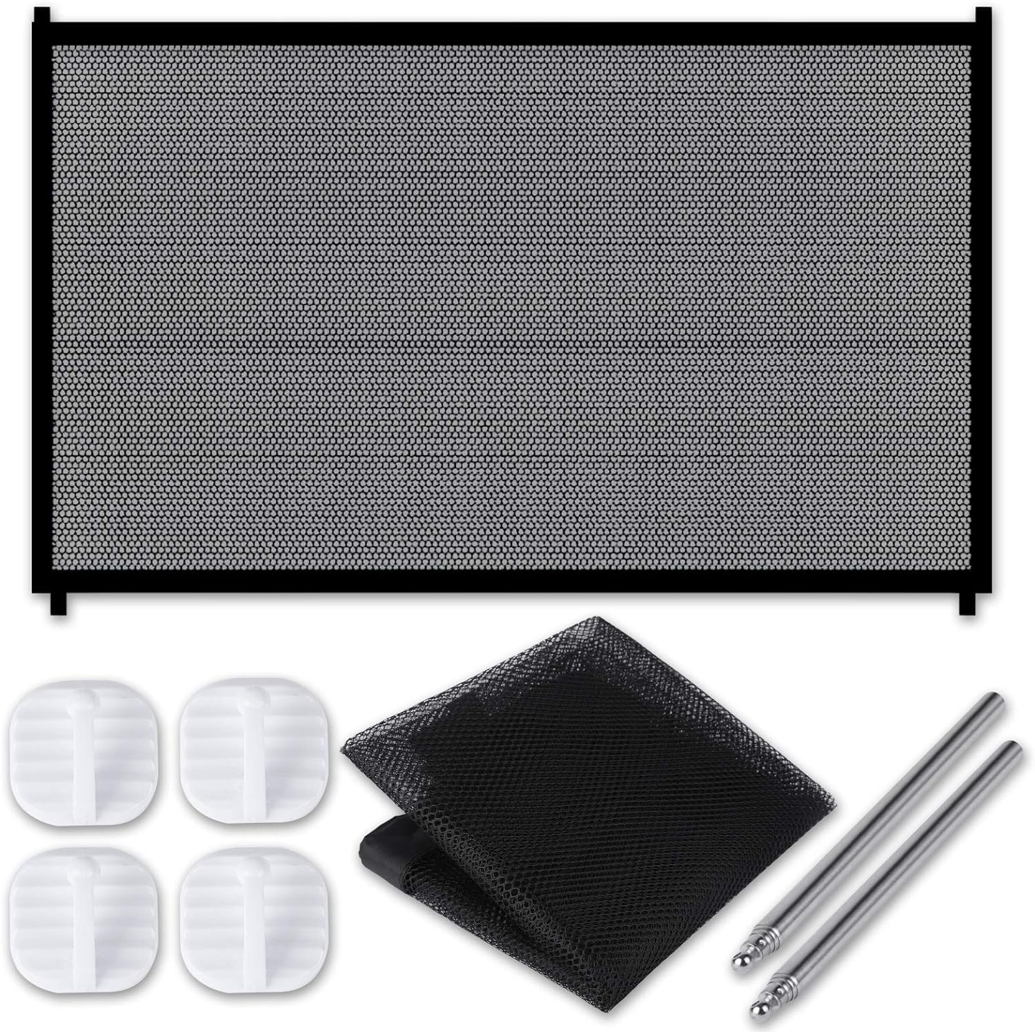 Magic Gate for Dogs, Portable Folding Safety Stair Gate Safe Guard Isolation Net with Hooks Indoor Pet Dog Mesh Fence, Easy Install Anywhere for Pet Dogs Cats, 180x72cm