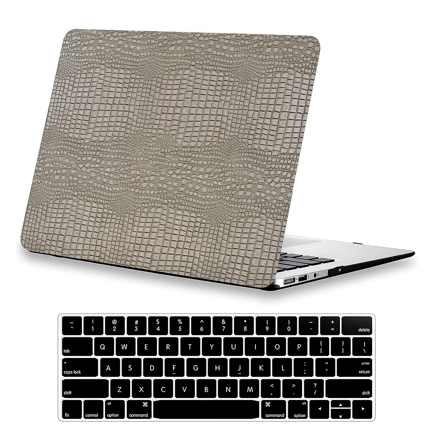 Photo 1 of DTangLsm Compatible with MacBook Air 13 inch Case 2010-2017 Release A1466 A1369, Crocodile Skin Alligator Snakeskin PU Leather Hard Shell Cover for MacBook Air 13" 2017 Case and Keyboard Cover, Silver