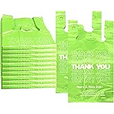 Green Thank you bags, 1000PCS T shirt bags, To Go Bags,Grocery bags, Reusable and Disposable,Perfect for Small Business,Take Out,Retail, Large