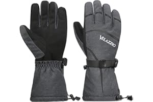 VELAZZIO Ski Gloves - Winter Snow Gloves with Dupont Sorona, Waterproof Breathable Touchscreen