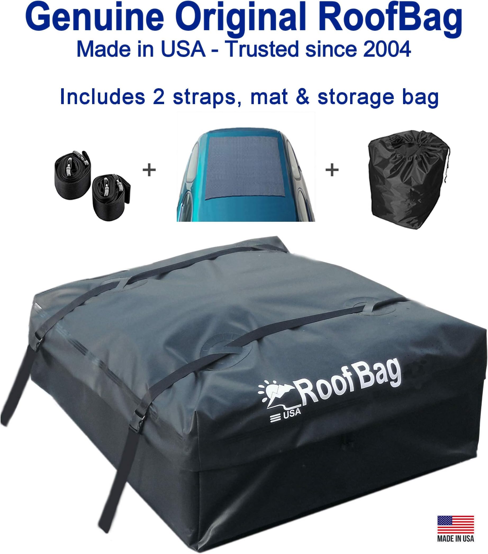 RoofBag Waterproof Carrier (No Rack Needed) For Car, Van, or SUV With Bare Roof - Heavy Duty - USA Made - Explorer Soft Car Top Carrier by RoofBag