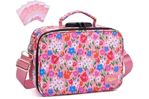 MAICHENG Smell Proof Bag with Combination Lock, Large Smell Proof Stash Box, Odor Proof Container, Scent Proof Crossbody Bag for Travel Storage, Pink