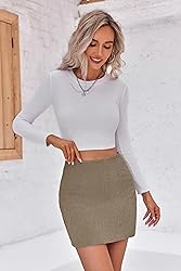 Wenrine Womens Corduroy Mini Skirt High Waisted