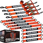 VULCAN Complete Axle Strap Tie Down Kit s - PROSeries - Includes (4) 22 Inch Axle Straps, (4) 36 Inch Axle Straps, and (4) 8' Snap Hook Ratchet Straps