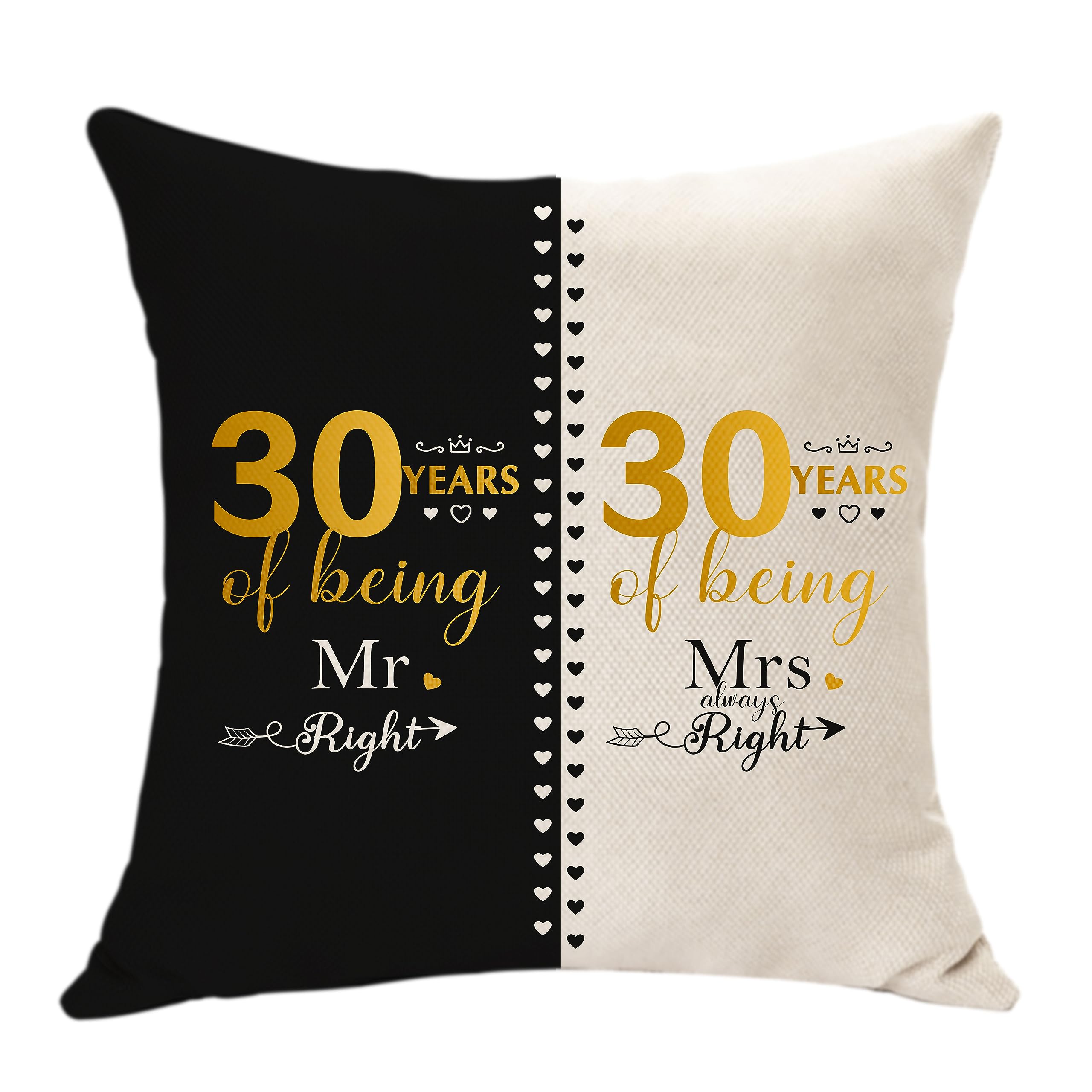 30 Years of Marriage Gifts for Couple - Mr. Right and Mrs. Always Right Gifts Anniversary Cushion Cover for Husband Wife 30th Wedding Gifts for Mum Dad Sister Wedding Anniversary Keepsake (30th)