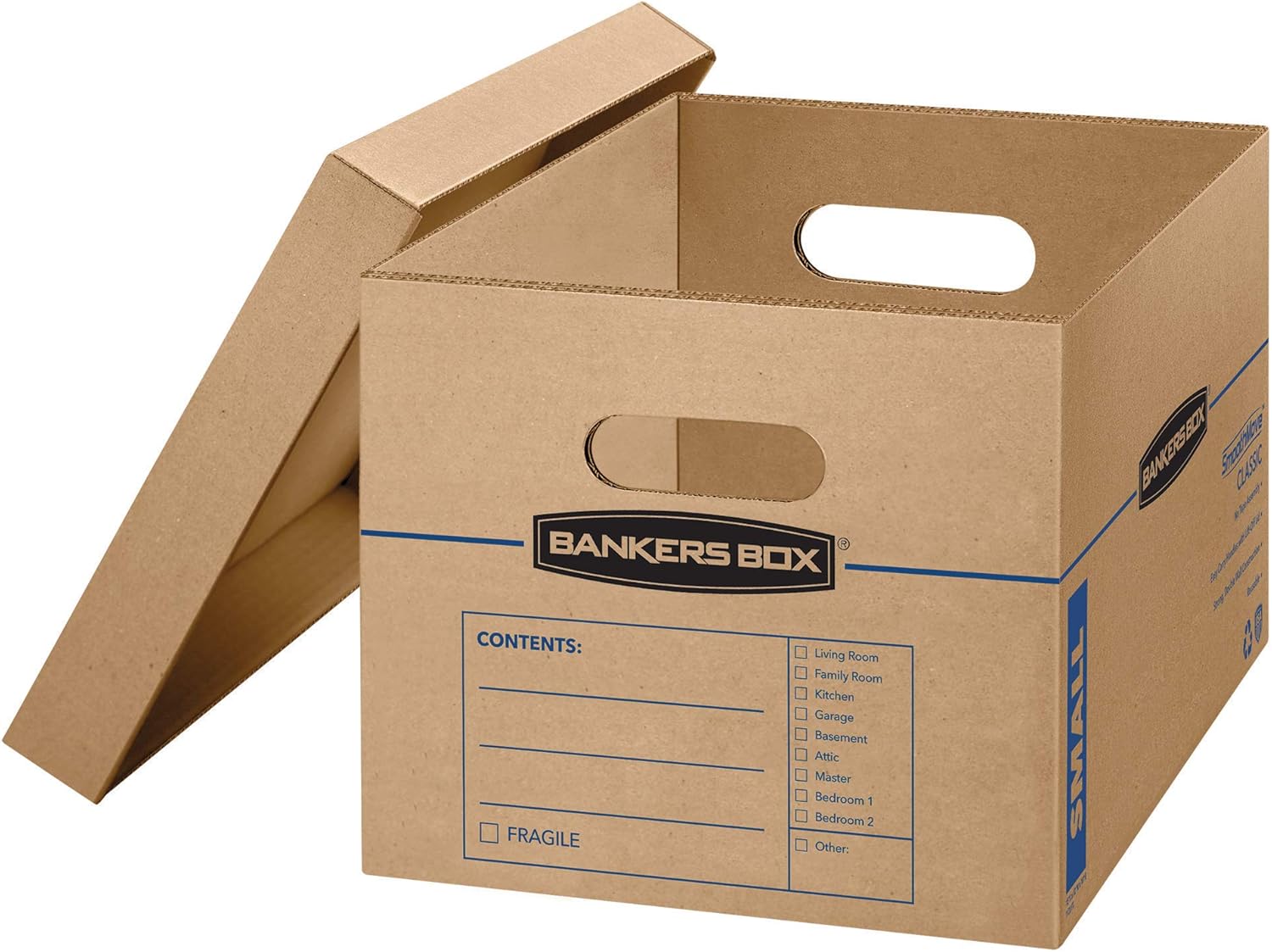 Bankers Box SmoothMove Classic Moving Boxes, Tape-Free Assembly, Easy Carry Handles, Small, 15 x 12 x 10 Inches, (7714901): Office Products