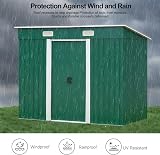 Panana 8x4 Green Grey Metal Garden Shed with Free Base Foundation view 6