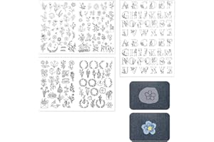 3 Sheets Stitch Embroidery Papers, Water Soluble Stabilizer for Embroidery Flower Grass Letter Pattern Stick Hand Sewing Stab