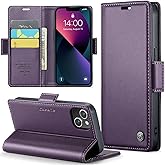 Rerzoiro for iPhone 14 Case, Premium PU Leather Wallet Case Flip Cover with [RFID Blocking][Card Holder][Stand Function] Shockproof Protective for iPhone 14 6.1 inch, Purple