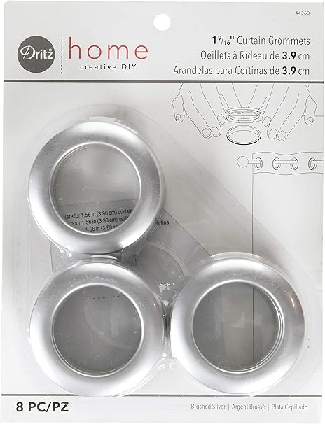 Dritz 1 9 16 Inch Inner Diameter Curtain Grommets 8 Pack Brushed