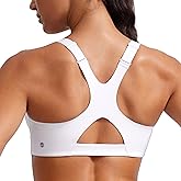 CRZ YOGA Butterlift Womens Racerback Padded Sports Bras - Medium Impact Scoop Neck Adjustable Straps Gym Workout Top