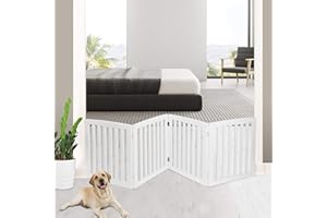 PET REPUBLIC Dog Gate Pet Gate Indoor for Stairs Doorways 82x24 Inch 4 Panels Dog Fence Extra Wide Wooden