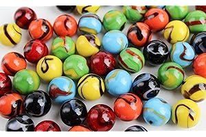 LE’PHOQUA Yasirona Omen Marble Co. Chinese Checkers Marbles, 60 Piece + Extras, Bright Swirl