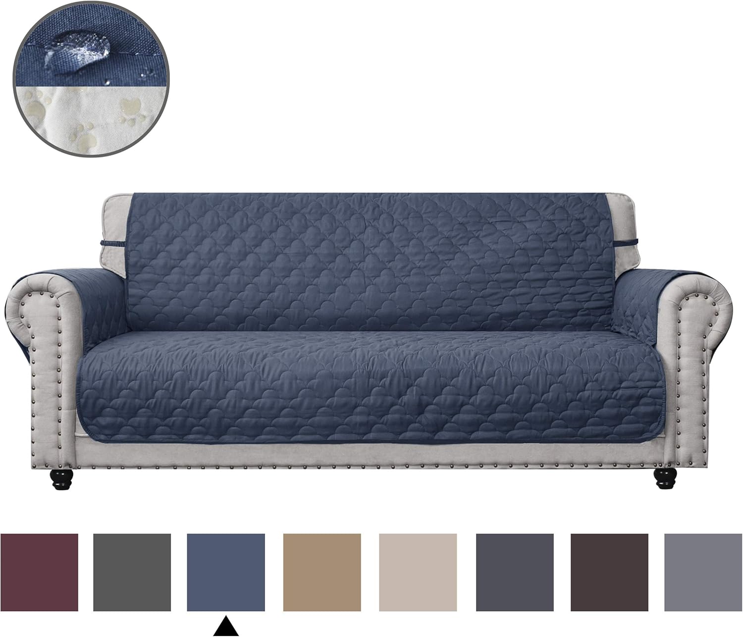 CHHKON Sofa Cover with Anti-Skip Dog Paw Print 100% Waterproof Quilted Furniture Protector Sofa Slipcover for Children, Pets for Leather Couch