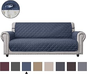 CHHKON Sofa Cover with Anti-Skip Dog Paw Print 100% Waterproof Quilted Furniture Protector Sofa Slipcover for Children, Pets for Leather Couch