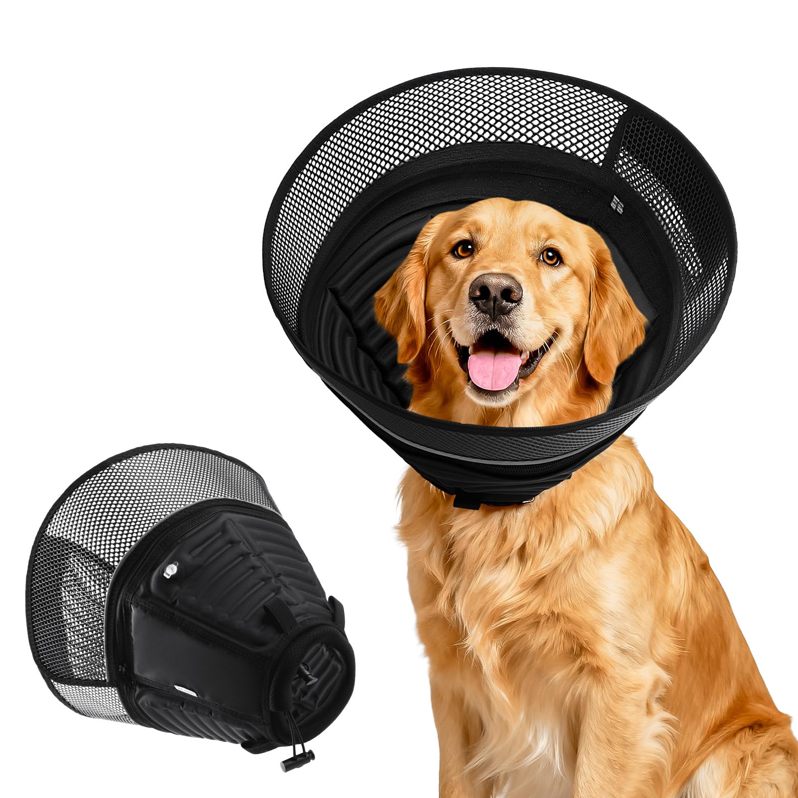Photo 1 of Inflatable Dog Cone for Dogs After Surgery,Soft Adjustable Elizabethan Collar for Large Dogs,2-in-1 Dog Cone with Detachable Shield,Anti-Anxiety Comfortable Pet E-Collar Prevents Licking Wounds(XL)