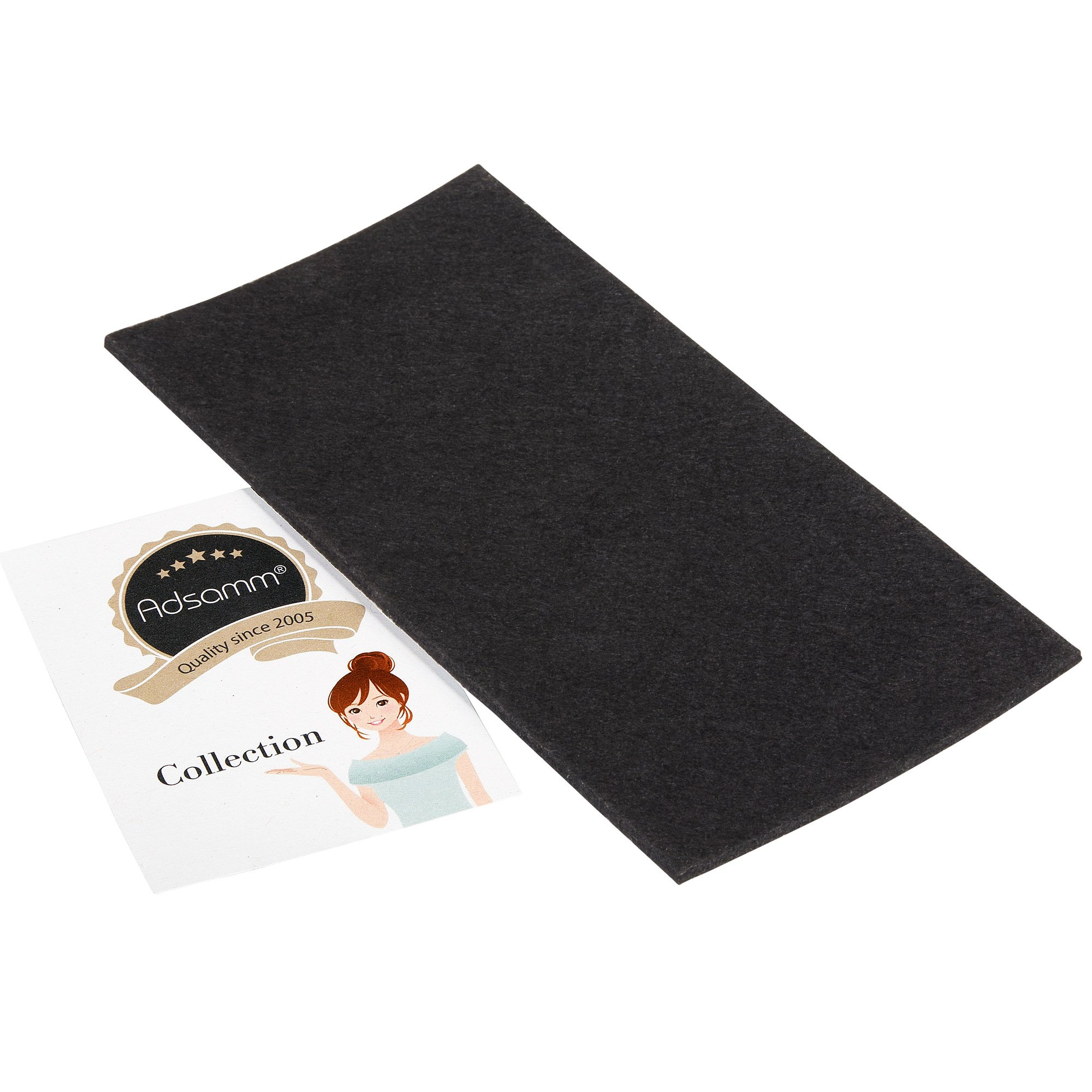 Adsamm® / 1 x self-adhesive Felt Sheet/Black / 3.94x7.87'' (100x200 mm) / rectangular / 0.138'' / 3.5 mm thick stick-on furniture felt glides/Furniture & Chair Glides