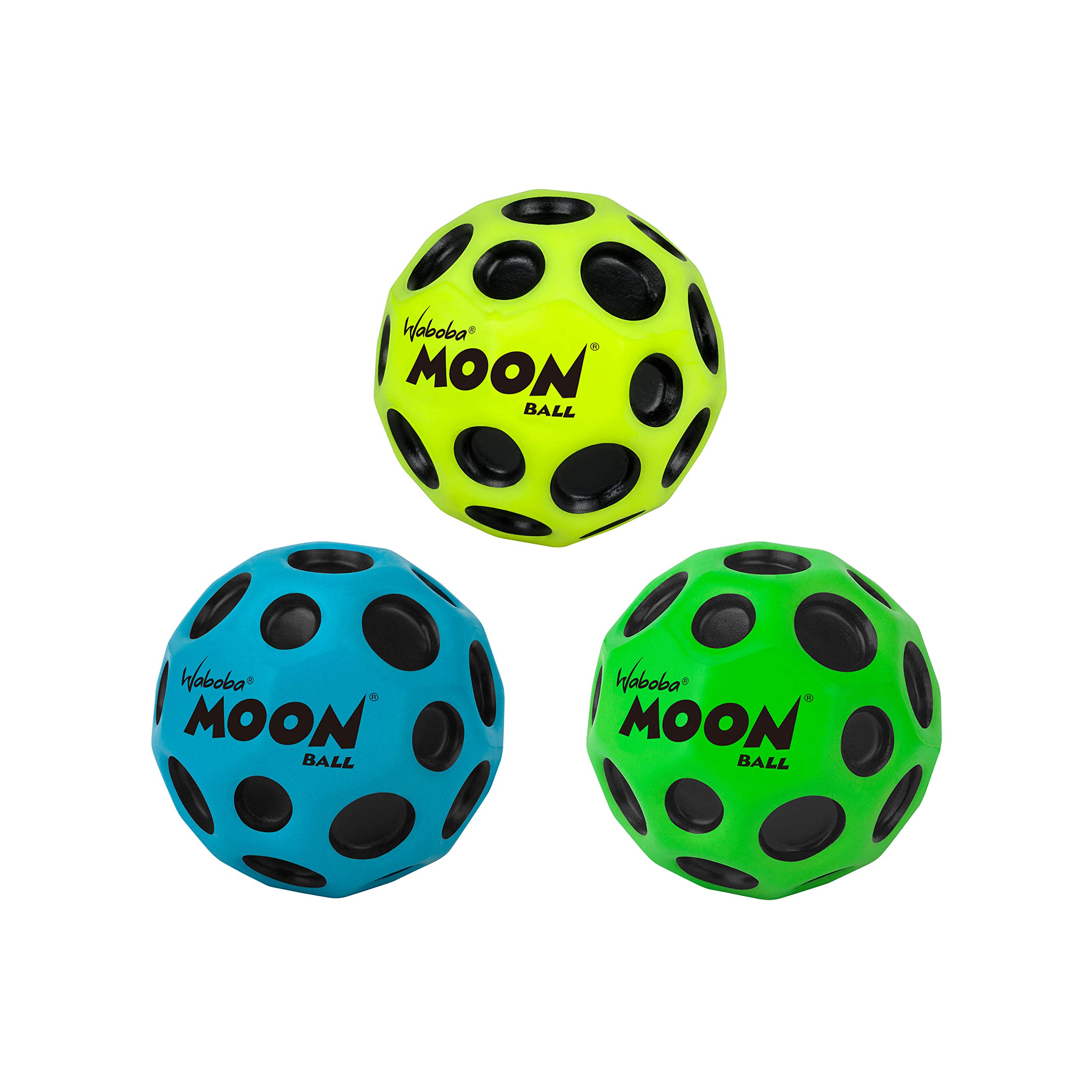 Waboba Moon Ball 3-pack - Bounces Out of This World - Original Patented Design - Craters Make Pop Sounds When It Hits the Ground - Easy to Grip
